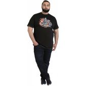 D555 Mens Big Size Skeleton Biker Print Crew Neck T Shirt