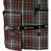 Kings Road Mens Big Size Cotton Check Button Down Collar Casual Long Sleeve Shirt With Breast Pocket