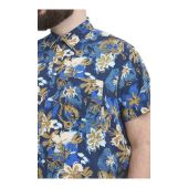 Blend Mens Big Size Flower Print Casual Short Sleeve Shirt