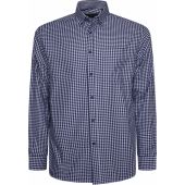 Kam Mens Big Size Gingham Check Oxford Button Down Long Sleeve Casual Shirt