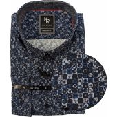 Kings Road Mens Big Size Square Pattern Print Casual Long Sleeve Shirt With Breast Pocket