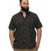 D555 Mens Big Size Short Sleeve Ao Print Shirt With Hidden Button Down Collar & Pocket
