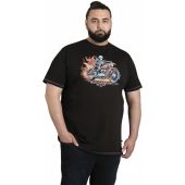 D555 Mens Big Size Skeleton Biker Print Crew Neck T Shirt