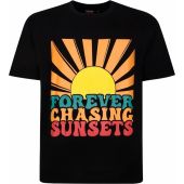 Espionage Mens Big Size Chasing Sunsets Print Crew Neck T Shirt