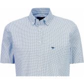 Fynch Hatton Mens Big Size Mini Pattern Button Down Collar Casual Short Sleeve Shirt In Supersoft Cotton With Breast Pocket