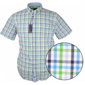 J T Ascott Mens Big Size Casual Check Button Down Collar Short Sleeve Shirt