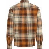 Blend Mens Big Size Brush Cotton Check Button Down Collar Casual Long Sleeve Shirt