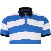 Peter Gribby Mens Big Size Wide Horizontal Stripe Pique Cotton Polo With Contrast Collar And Cuff