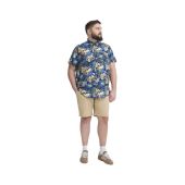 Blend Mens Big Size Flower Print Casual Short Sleeve Shirt