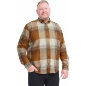 Blend Mens Big Size Brush Cotton Check Button Down Collar Casual Long Sleeve Shirt