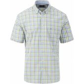 Fynch Hatton Mens Big Size Comfort Fit Super Fine Cotton Casual Button Down Collar Short Sleeve Shirt With Breast Pocket