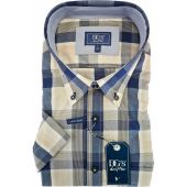Douglas And Grahame Mens Big Size Stretch Button Down Collar Check Casual Short Sleeve Shirt