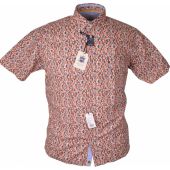 Hatico Mens Big Size Geometric Pattern Print Casual Short Sleeve Shirt