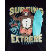 Espionage Mens Big Size Surfing Bear Print Cotton Crew Neck T Shirt