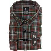 Kings Road Mens Big Size Cotton Check Button Down Collar Casual Long Sleeve Shirt With Breast Pocket
