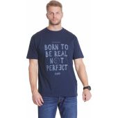 North 56°4 Mens Big Size Born To Be Real Not Perfect Print Crew Neck Tee Shirt
