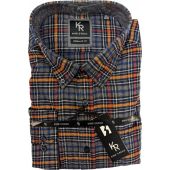Kings Road Mens Big Size Cotton Check Button Down Collar Casual Long Sleeve Shirt With Breast Pocket