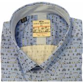 Dario Beltran Mens Big Size Extra Soft Cotton Bike Print Casual Short Sleeve Shirt