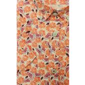 Kings Road Mens Big Size Orange Print Button Down Collar Casual Short Sleeve Shirt