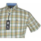 Kings Road Mens Big Size Check Button Down Collar Cotton Casual Short Sleeve Shirt