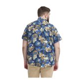 Blend Mens Big Size Flower Print Casual Short Sleeve Shirt