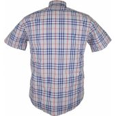 Kings Road Mens Big Size Check Button Down Collar Cotton Casual Short Sleeve Shirt