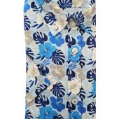 Kings Road Mens Big Size Flower Print Button Down Collar Casual Short Sleeve Shirt