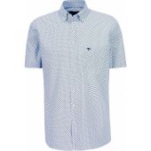 Fynch Hatton Mens Big Size Mini Pattern Button Down Collar Casual Short Sleeve Shirt In Supersoft Cotton With Breast Pocket