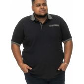 D555 Mens Big Size Contrast Collar Cotton Polo