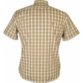 Dario Beltran Mens Big Size Beige Check Cotton Button Down Collar Short Sleeve Shirt With Breast Pocket