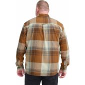 Blend Mens Big Size Brush Cotton Check Button Down Collar Casual Long Sleeve Shirt