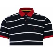 Peter Gribby Mens Big Size Horizontal Stripe Pique Cotton Polo With Contrast Collar And Cuff