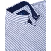 Douglas And Grahame Mens Big Size Bengal Stripe Cotton Button Down Collar Casual Short Sleeve Shirt