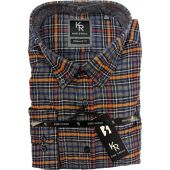 Kings Road Mens Big Size Cotton Check Button Down Collar Casual Long Sleeve Shirt With Breast Pocket
