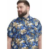 Blend Mens Big Size Flower Print Casual Short Sleeve Shirt