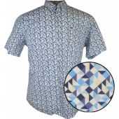 Kings Road Mens Big Size Geometric Print Casual Short Sleeve Shirt