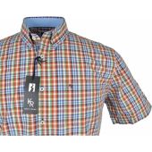 Kings Road Mens Big Size Multi Colour Check Cotton Casual Short Sleeve Shirt