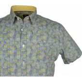 Kings Road Mens Big Size Leaf Print Cotton Casual Short Sleeve Shirt