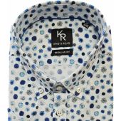 Kings Road Mens Big Size Circle Print Button Down Casual Short Sleeve Shirt