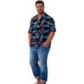 Espionage Mens Big Size All Over Leaf Print Short Sleeve Shirt