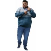 D555 Mens Big Size Quarter Zip Neck Fairisle Knitted Jumper With Pockets And Bonded Check Lining