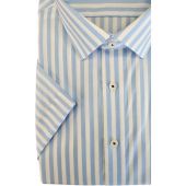 Olymp Mens Big Size Bengal Stripe Comfort Fit Casual Short Sleeve Shirt