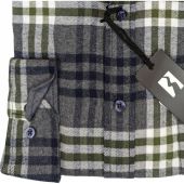 Kings Road Mens Big Size Brushed Cotton Check Casual Button Down Collar Long Sleeve Shirt