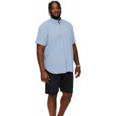 D555 Mens Big Size Linen Mix Button Down Collar Short Sleeve Casual Shirt With Breast Pocket