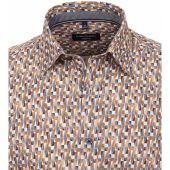 Casa Moda Mens Big Size Geometric Pattern Casual Fit Cotton Short Sleeve Shirt
