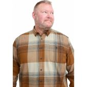 Blend Mens Big Size Brush Cotton Check Button Down Collar Casual Long Sleeve Shirt
