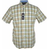 Kings Road Mens Big Size Check Button Down Collar Cotton Casual Short Sleeve Shirt