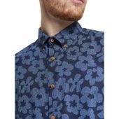 Ben Sherman Mens Big Size Stipple Floral Print Butto Down Casual Short Sleeve Shirt