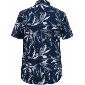 D555 Mens Big Size Button Down Collar Cotton Leaf Print Short Sleeve Casual Shirt With Breast Pocket