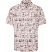 Ed Baxter Mens Big Size Building Print Cotton Casual Short Sleeve Shirt
